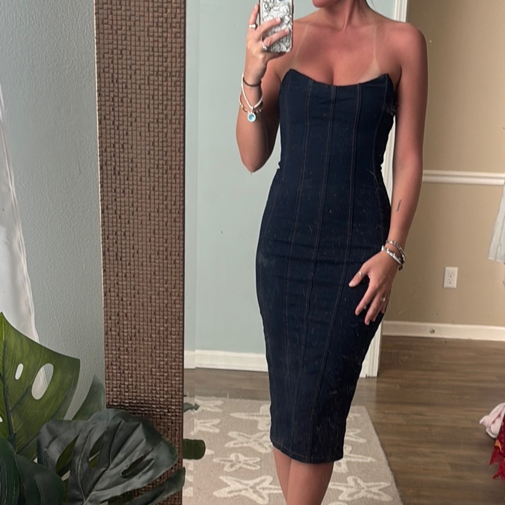 Fashionnova denim corset midi dress
